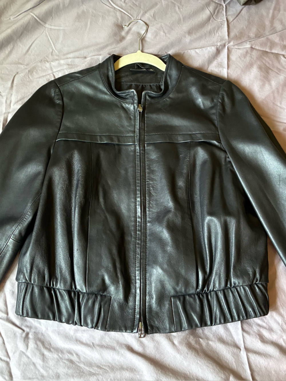 a.n.a Black Faux Leather Women's Bomber Jacket